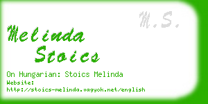 melinda stoics business card